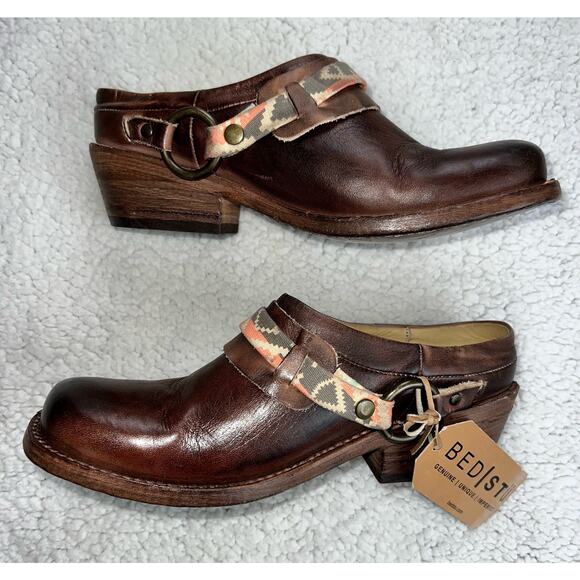 Bed Stu Triad Distressed Dark Brown Leather Harness Mule - Size 7.5 - X3 - Picture 4 of 11